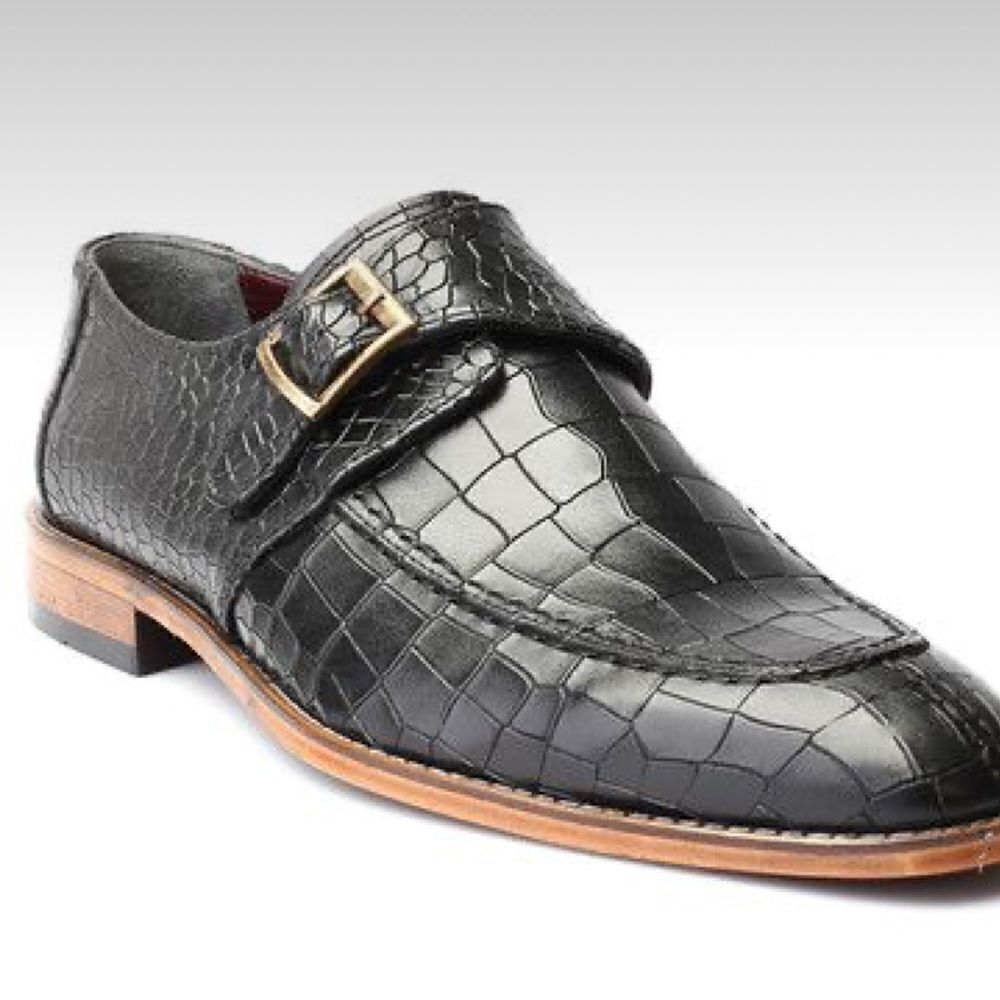 S.Baker Black Men’s Crocodile Dress Shoes 39